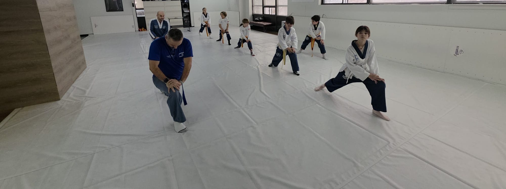Children practising a stance drill at KAMI in Vaughan